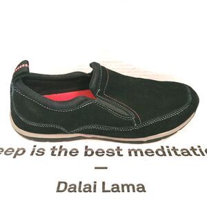 Lands End Shoes Womens 9 B Slip On Loafers Sneakers Black Suede Casual Comfort